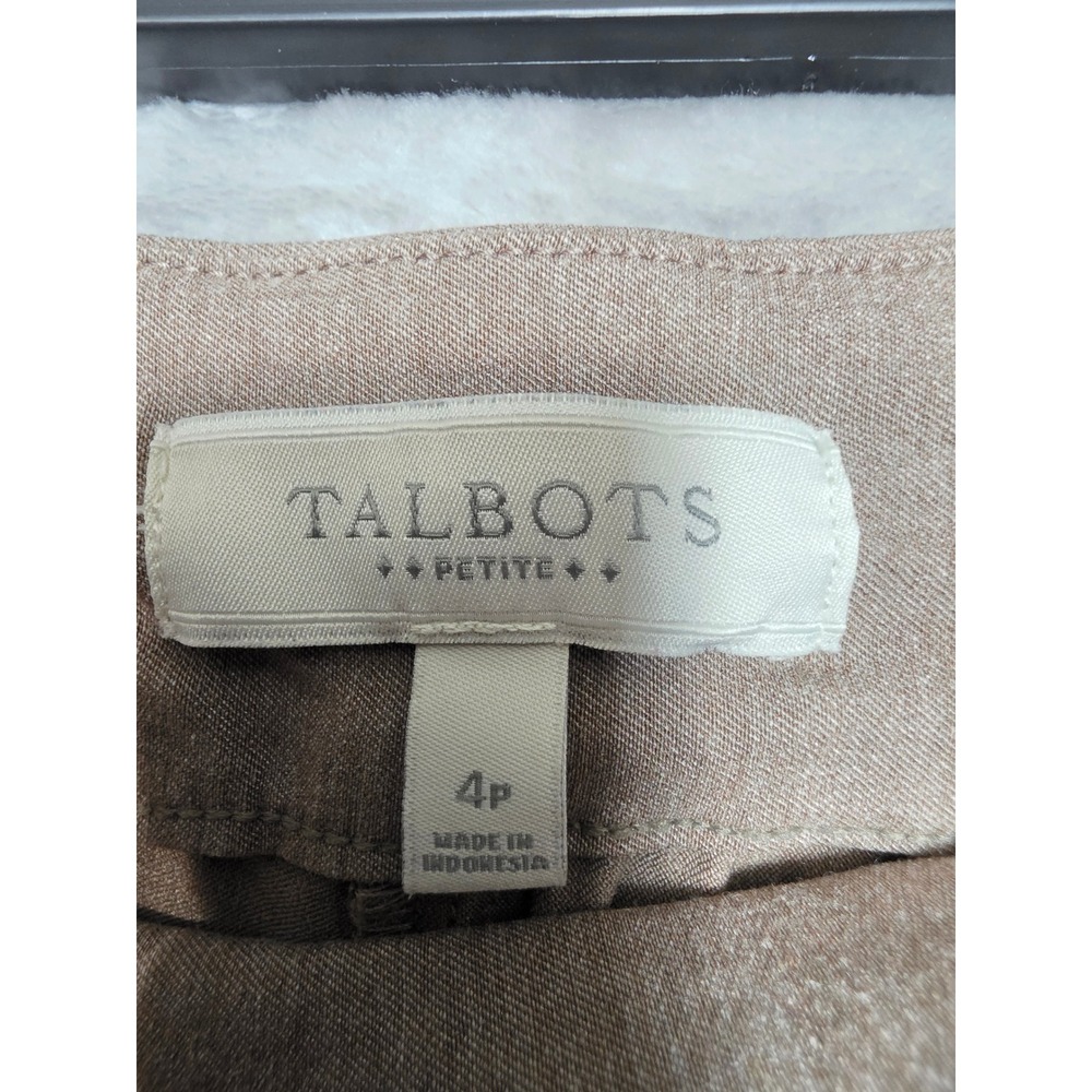 Talbots Petite Women 4P Tan Pull On Straight Leg Stretch Pants Professional - Picture 2 of 8